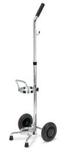 Radnor Medical D/E Cylinder Cart Light Weight With Durable, 6 Non-Marring, Semi-Pneumatic Wheels And Chrome Finish (4 Pack)