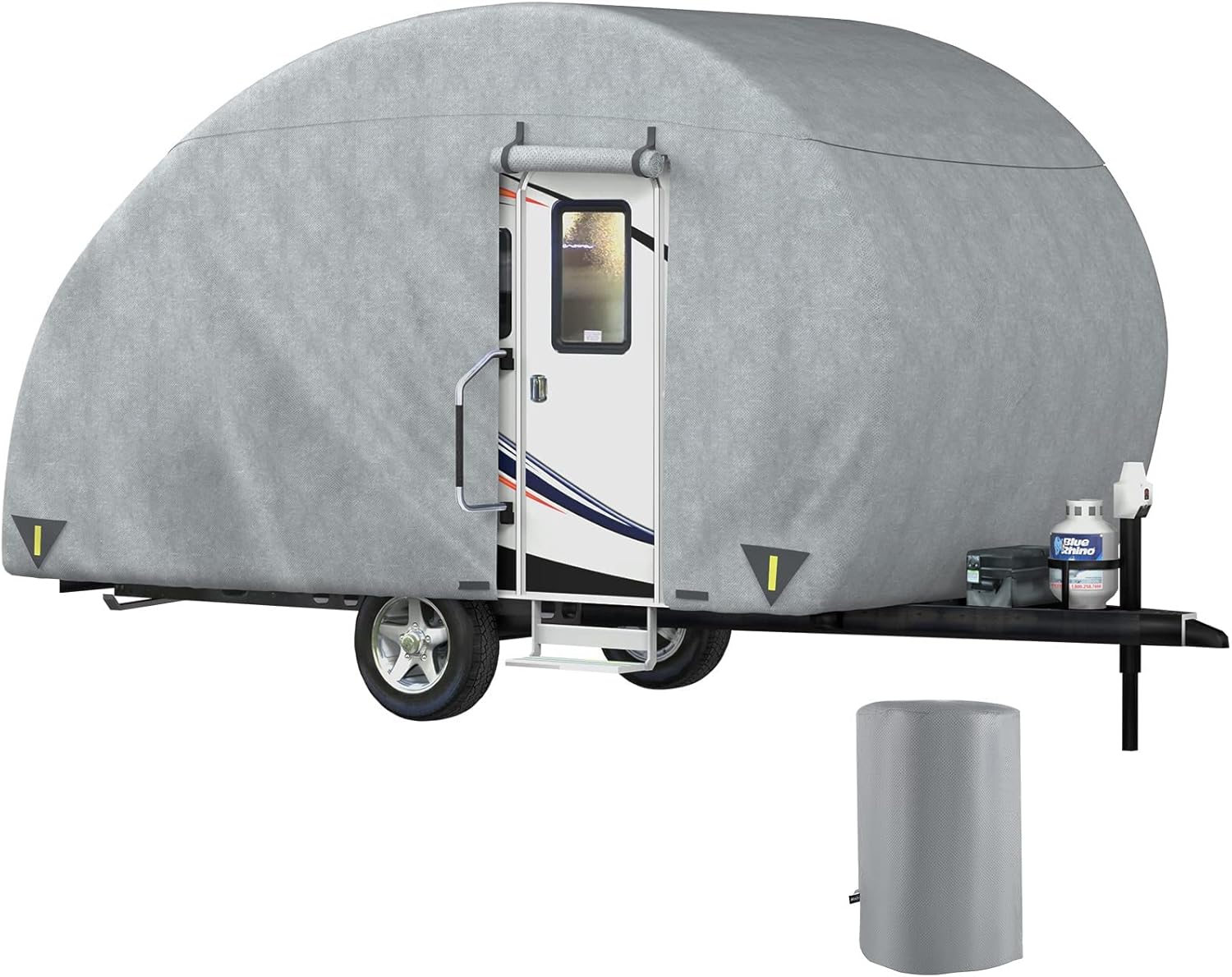 VEVOR Teardrop Trailer Cover, Fit for 8' - 10' Trailers, Upgraded Non-Woven 4 Layers Camper Cover