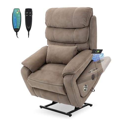 Power Lift Recliner Chair for Elderly Adults 4 Motor Lay Flat Recliner with Massage Heat,Up to 400 LBS