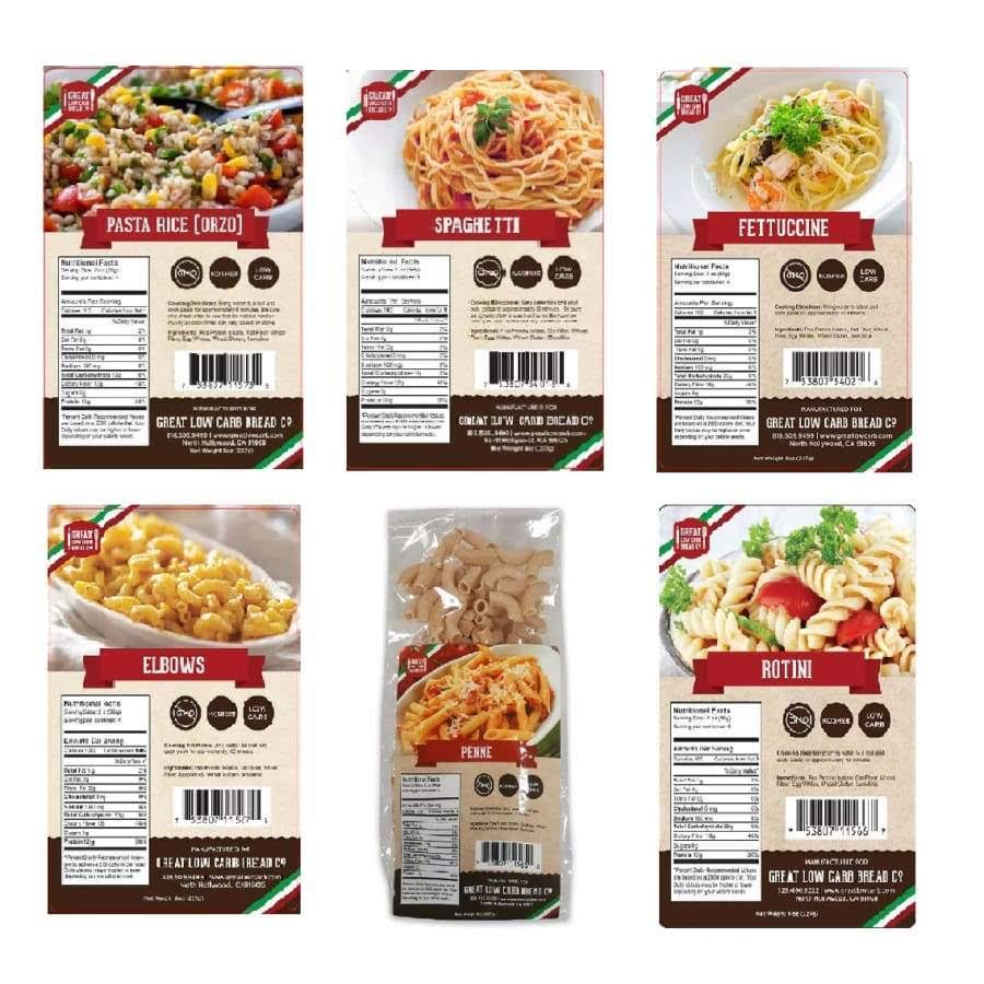 Great Low Carb Pasta - 6 Flavor Variety Pack