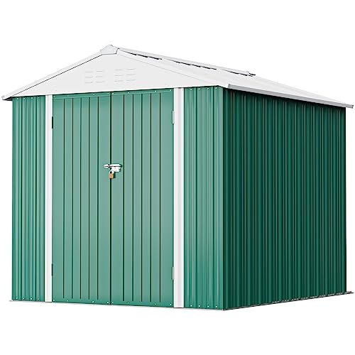 Greesum 5×3 FT Outdoor Storage Shed, Metal Storaged Sheds Without Floor, Tool Sheds with Lockable Doors and Sloping Roof for Garden, Patio, Backyard