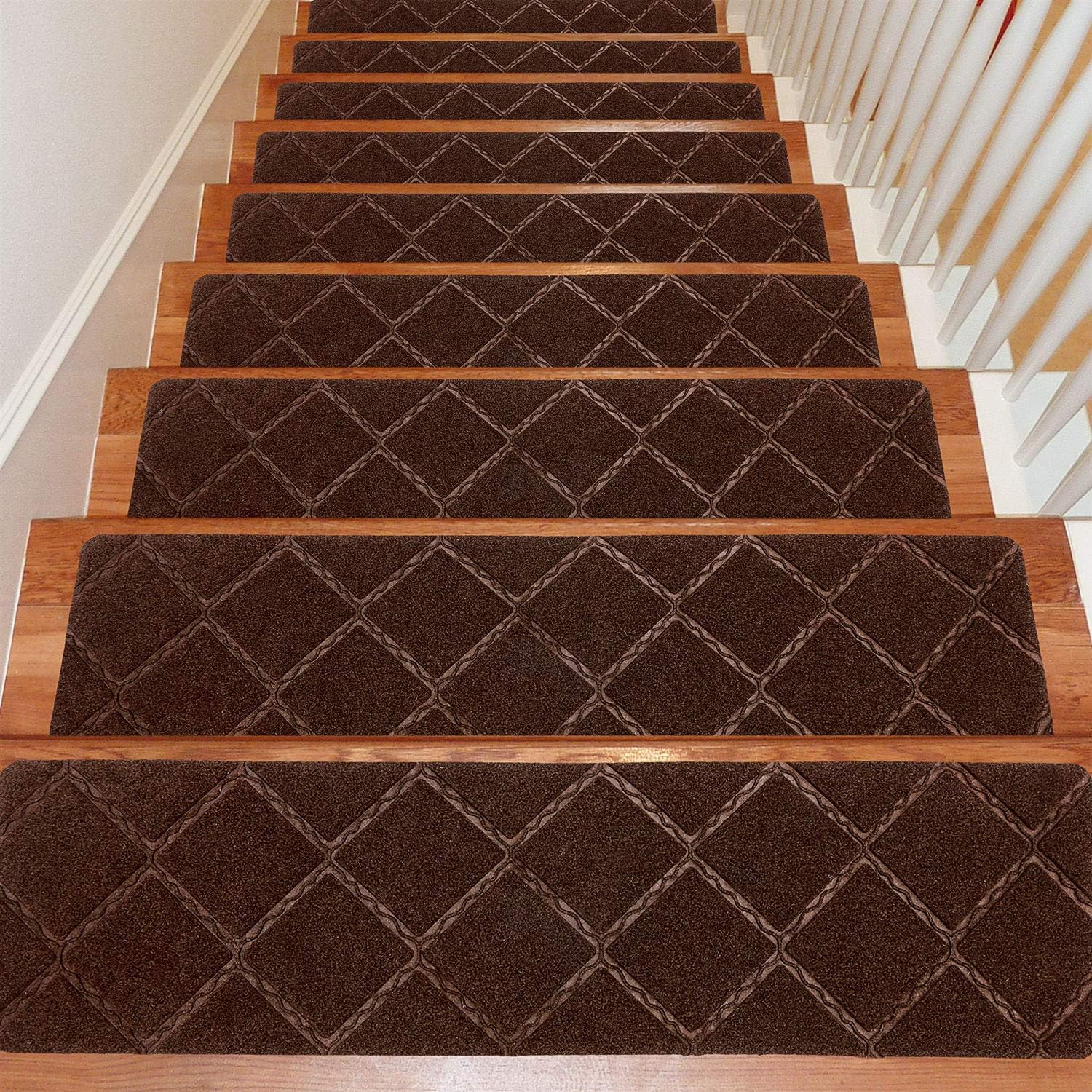 Seloom Stair Treads Carpet Non-Slip with Non Skid Backing Specialized for Indoor Wooden Steps