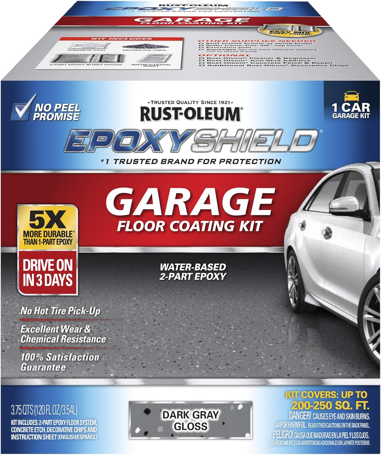 Rust-Oleum 251965 EPOXYSHIELD Garage Floor Coating, 1 Car Kit, Gray