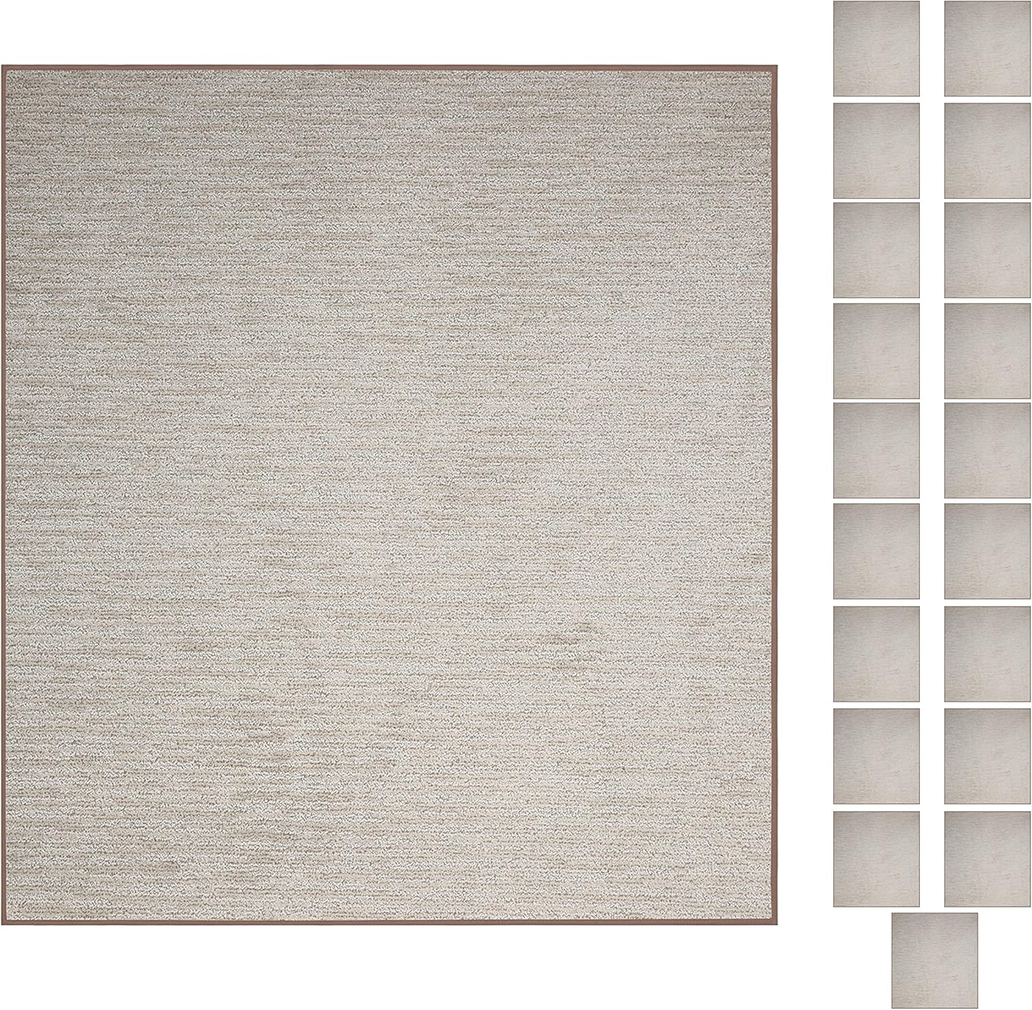 Abstract Contemporary Stripes Modern Plush Two Tone High Low Pattern Rug, Abstract Area Rug, Pet-Friendly Carpet, Made in USA - Easy Fit Beige