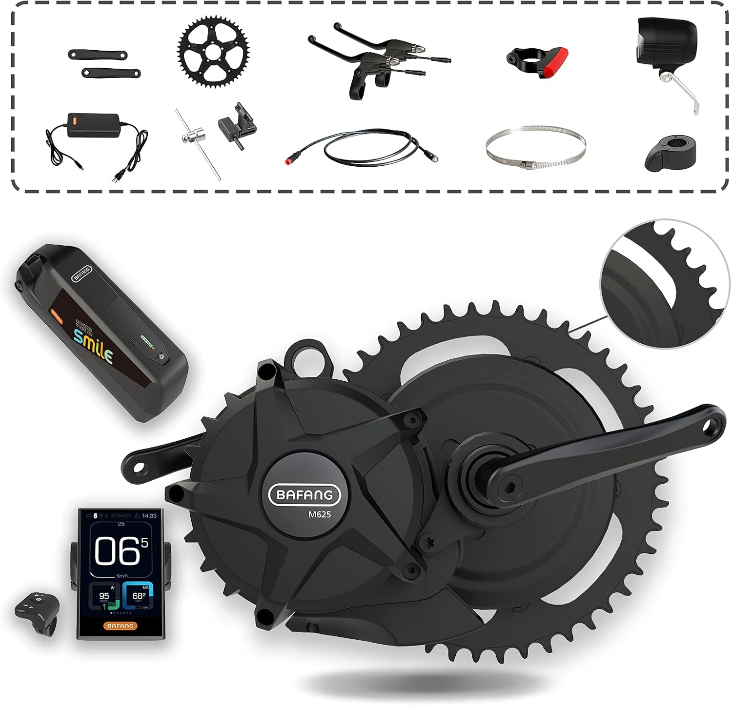 Bafang Mid Drive Motor M625 M325, Newest 50.4V 500W 750W 1000W Electric Bike Conversion Kit with 19.6Ah Battery & DPC181.CAN Bluetooth Display