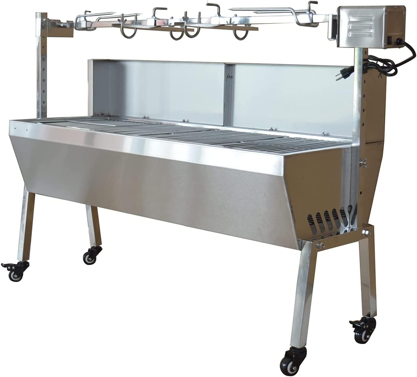 Rotisserie Grill Roaster 46 Inch Pig Grill Roaster Stainless Steel BBQ Charcoal Spit Electric Rotating Grill Lamb Spit Roaster 66lbs Capacity with