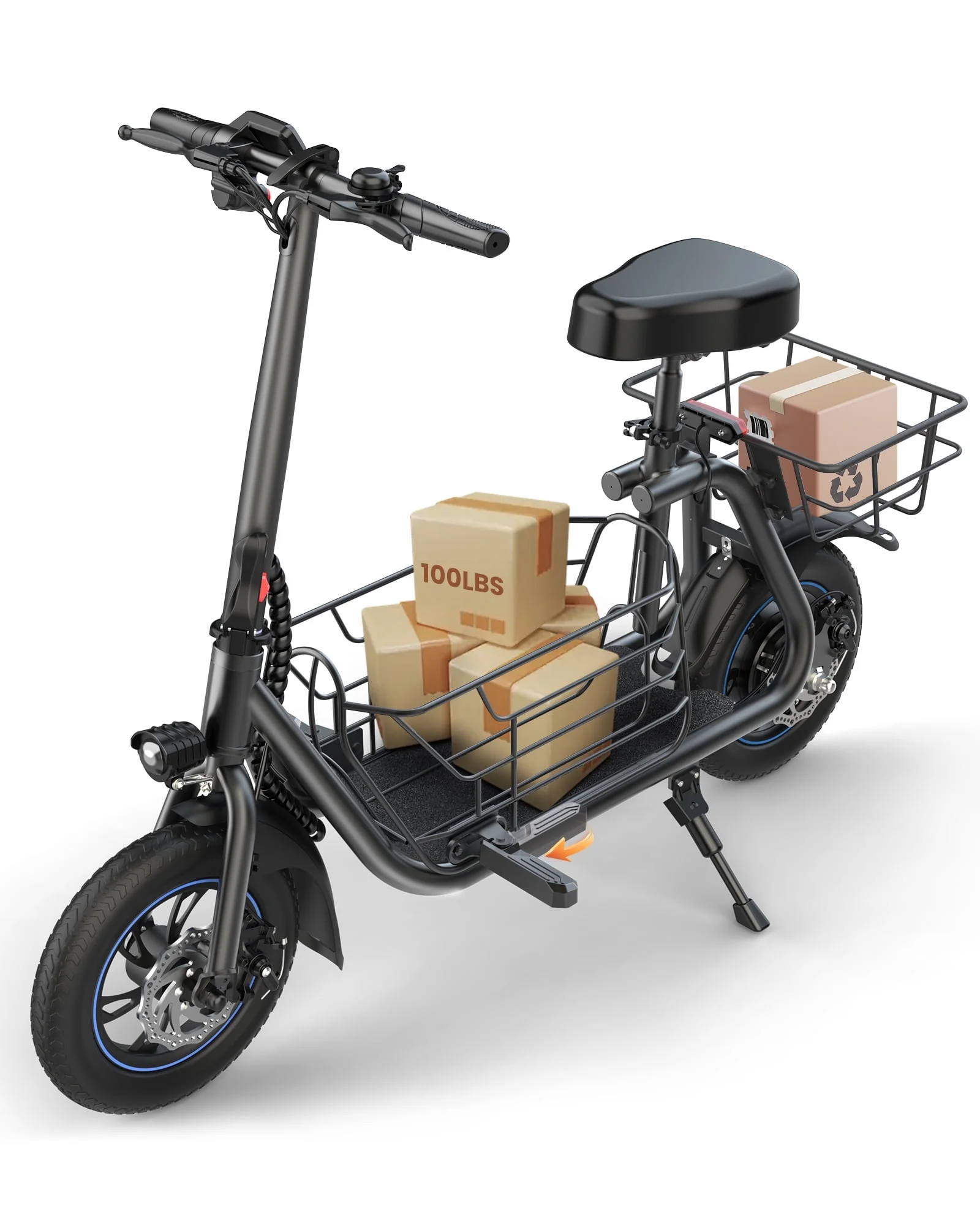 Athletgo C1S 550W Electric Scooter with Big Seat for Adult, 12 inch Commuter Electric Scooter with Front And Back Basket - up to 25 Miles 18.6MPH
