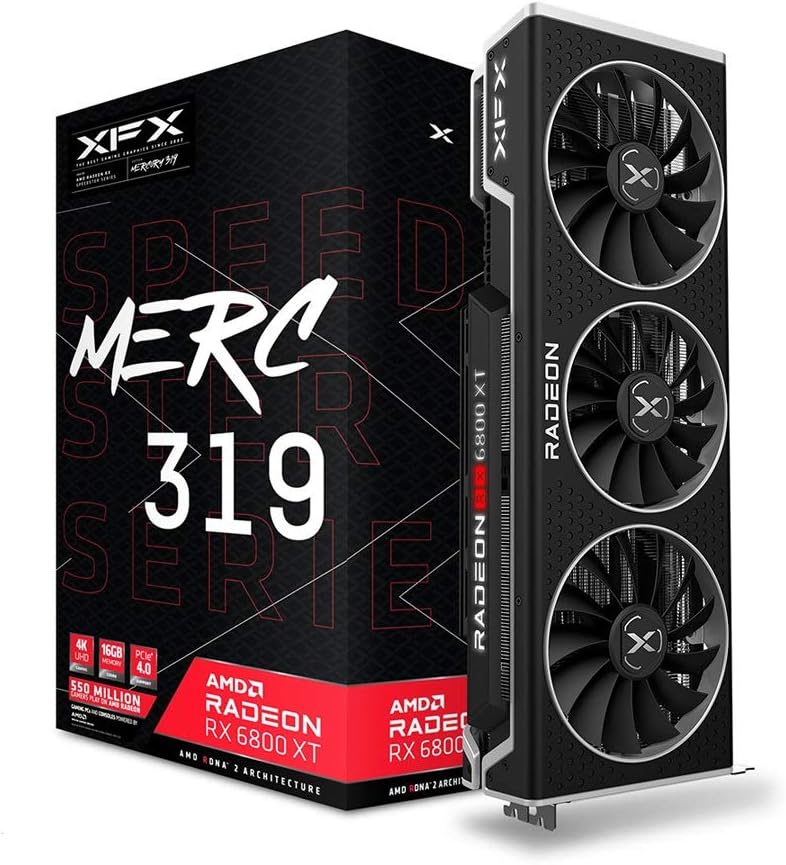 XFX Speedster MERC319 Radeon RX 6800XT Black 16GB GDDR6 HDMI DisplayPort USB-C PCIe 4.0 Gaming Graphics Card RX-68XTACBD9