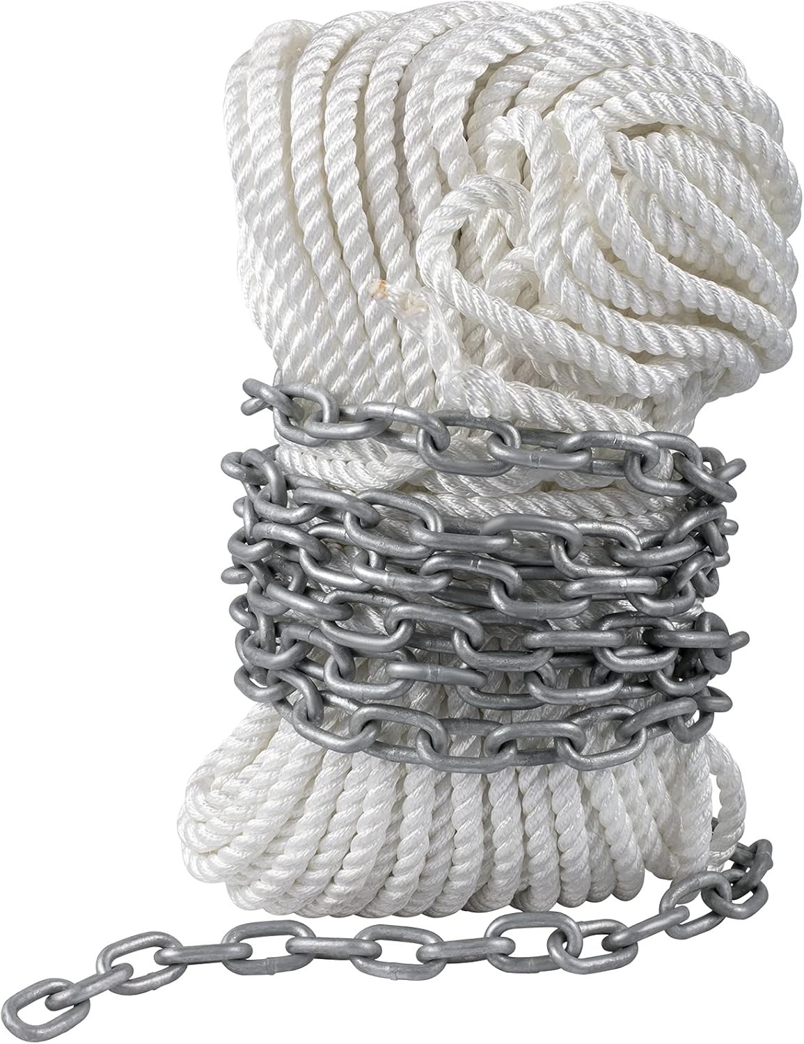 VEVOR Anchor Rode and Chain, 15' x 5/16" Boat Anchor Chain, 1/2" x 200' Nylon Rope, 2.2T Chain Tension Galvanized Steel Chain