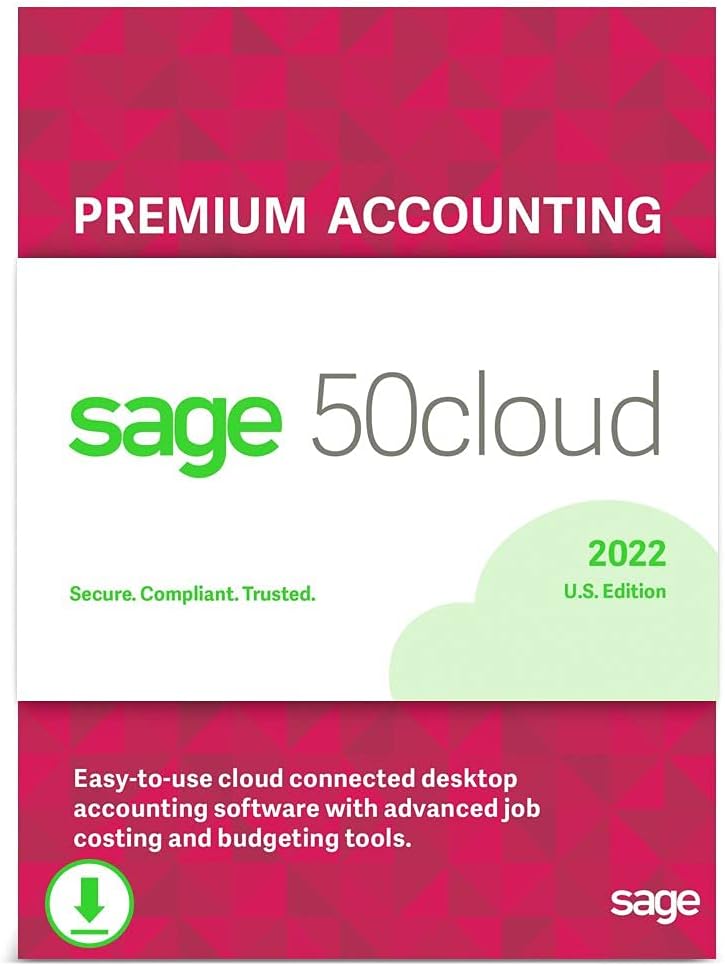 Sage 50cloud Premium Accounting 2022 U.S. 2-User One Year Subscription Cloud Connected Small Business Accounting Software [PC Download]