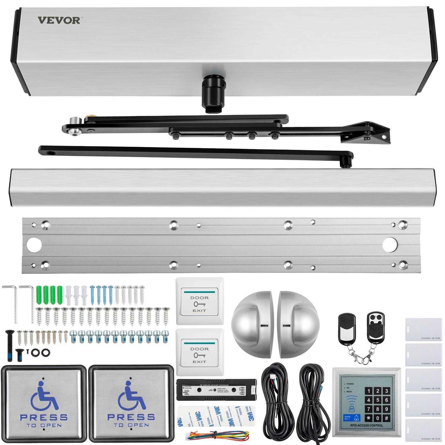 VEVOR Automatic Door Opener 100-240v for max.220lbs doors Swing Door operator for disabilities w/ 2 wireless remotes