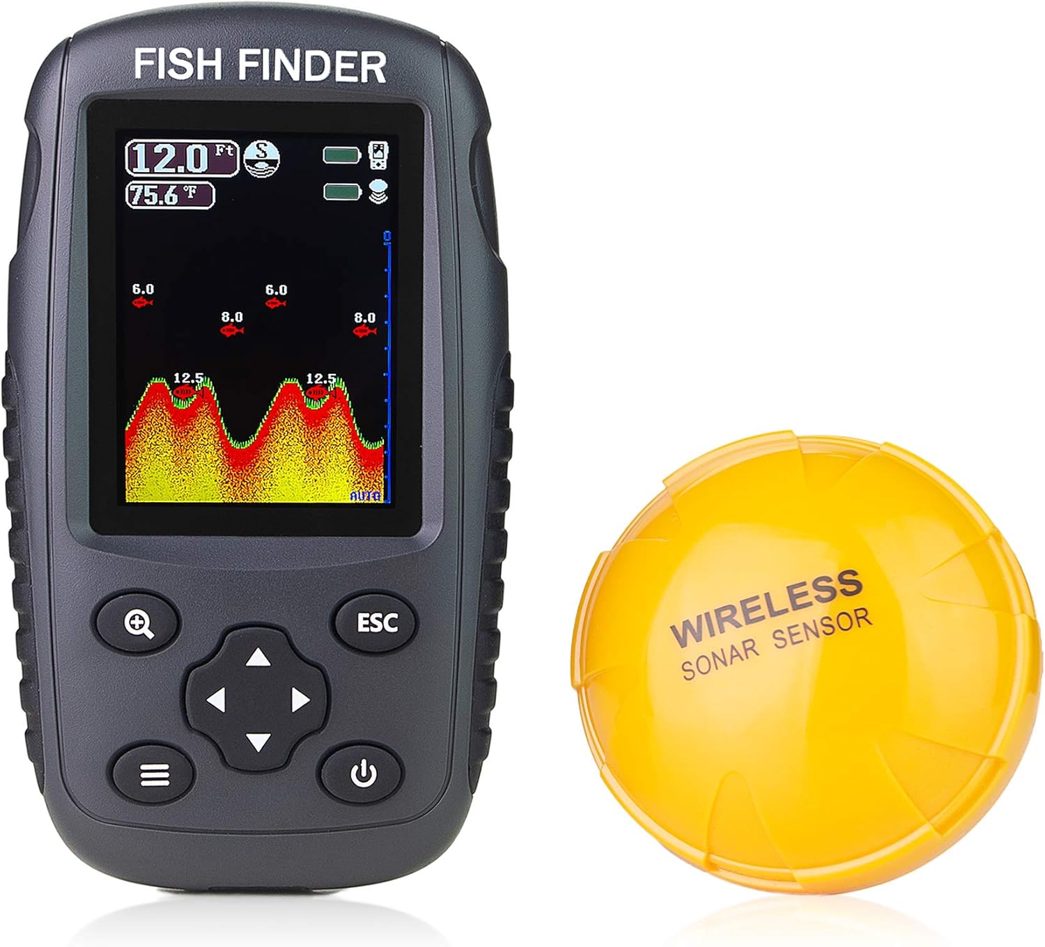 Venterior Portable Rechargeable Fish Finder Wireless Sonar Sensor Fishfinder Depth Locator with Fish Size, Water Temperature, Bottom Contour