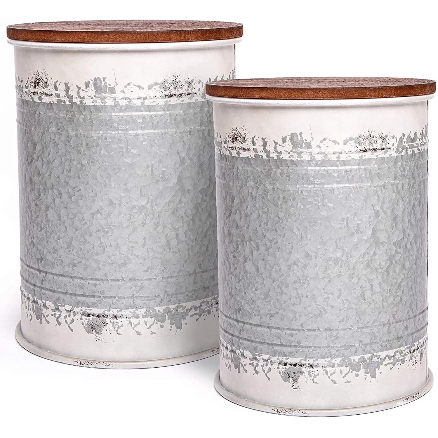 Hallops Farmhouse Accent Side Table - Set of 2 (Distressed White) | Accent Table, Living Room End Tables, End Table with Storage, Drink Table