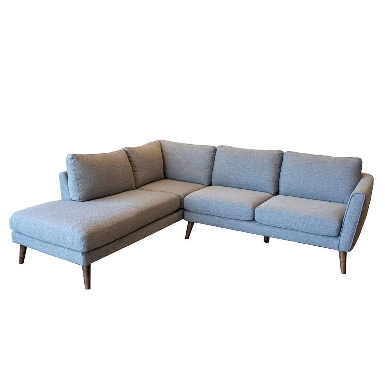 Mid-Century Modern Paisley Light Gray Sectional Sofa (Left Chaise)