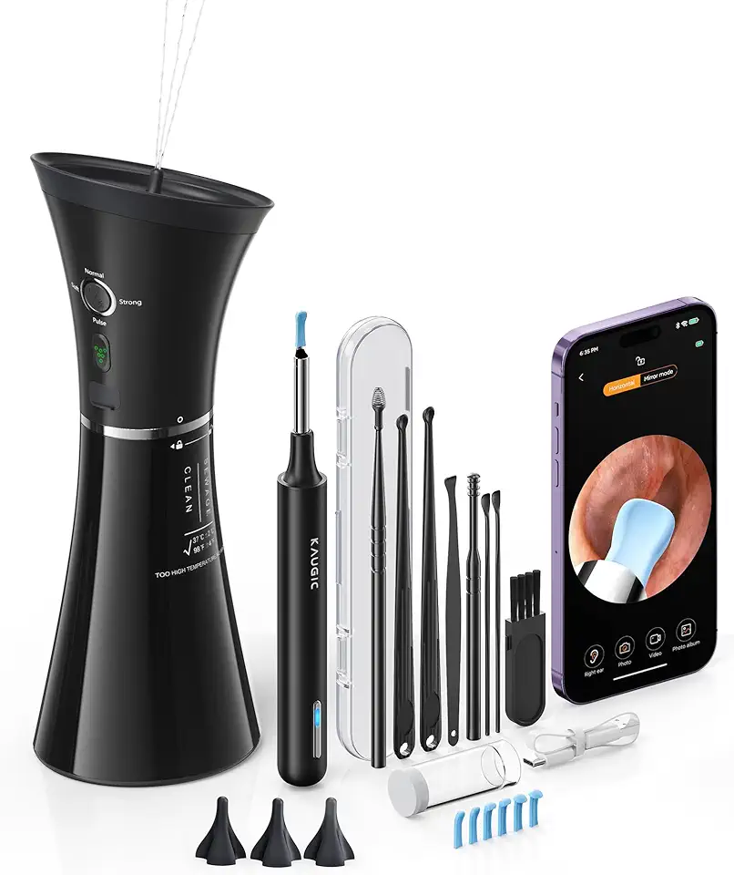 Ear Wax Removal Kit with Camera – Smart Ear Cleaner for Precise & Gentle Ear Care – Visual Ear Inspection & Water-Based Cleaning – Complete Ear