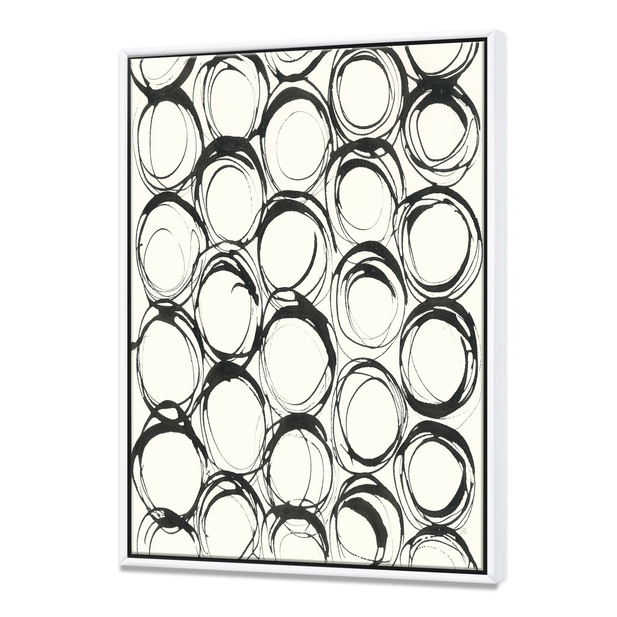 Designart Minimalist Black and White II- Transitional Framed Canvas | FL30177-16-32-WH