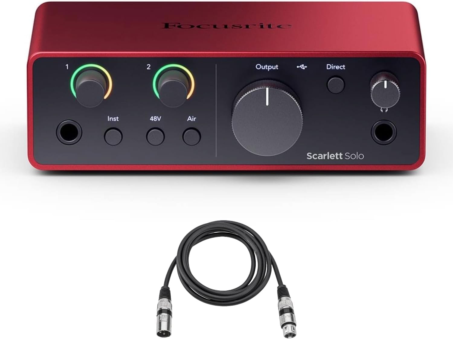 Focusrite Scarlett Solo 4th Gen USB Interface with Software Suite, Bundle with H&A 10' XLR Microphone Cable