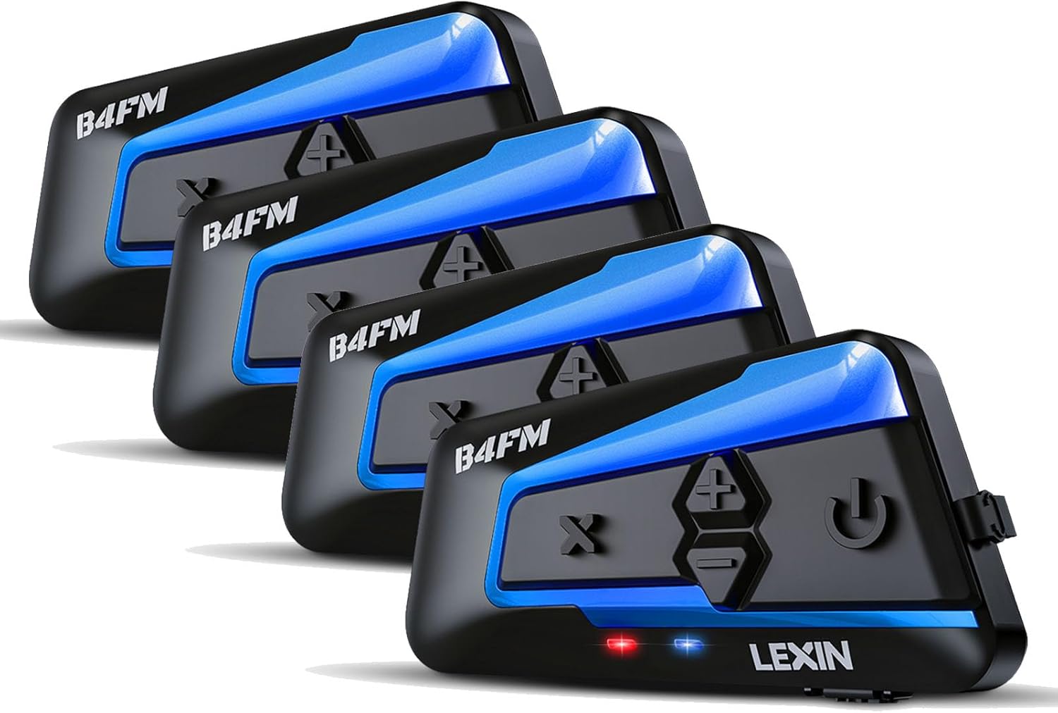 LEXIN B4FM Motorcycle Helmet Bluetooth Headset, 10 Riders 1.2 Miles Hi-Fi Stereo Communication System