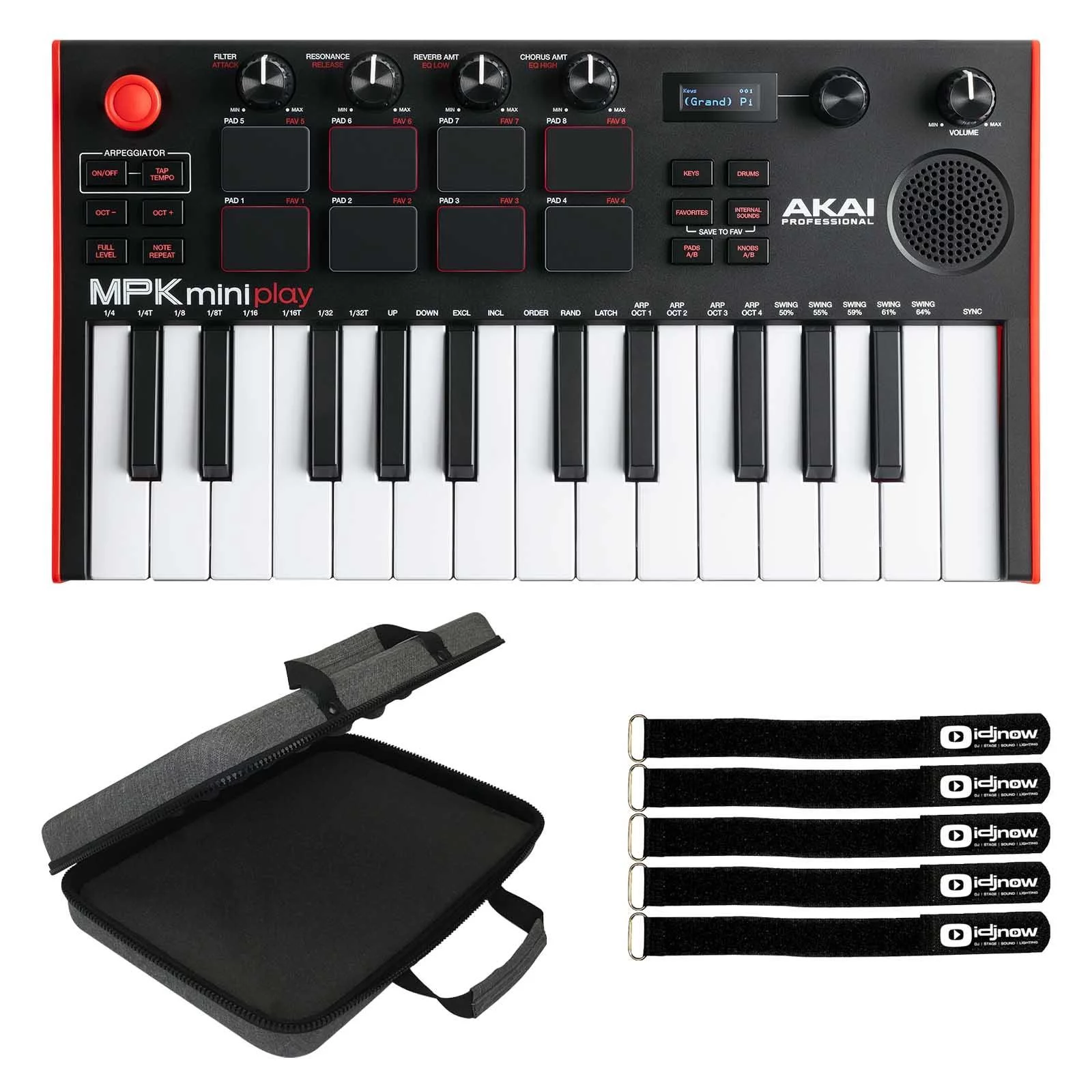 Akai Professional MPK Mini Play MK3 Standalone Mini Keyboard with Premium Multipurpose EVA Case Package - Radiant Selections
