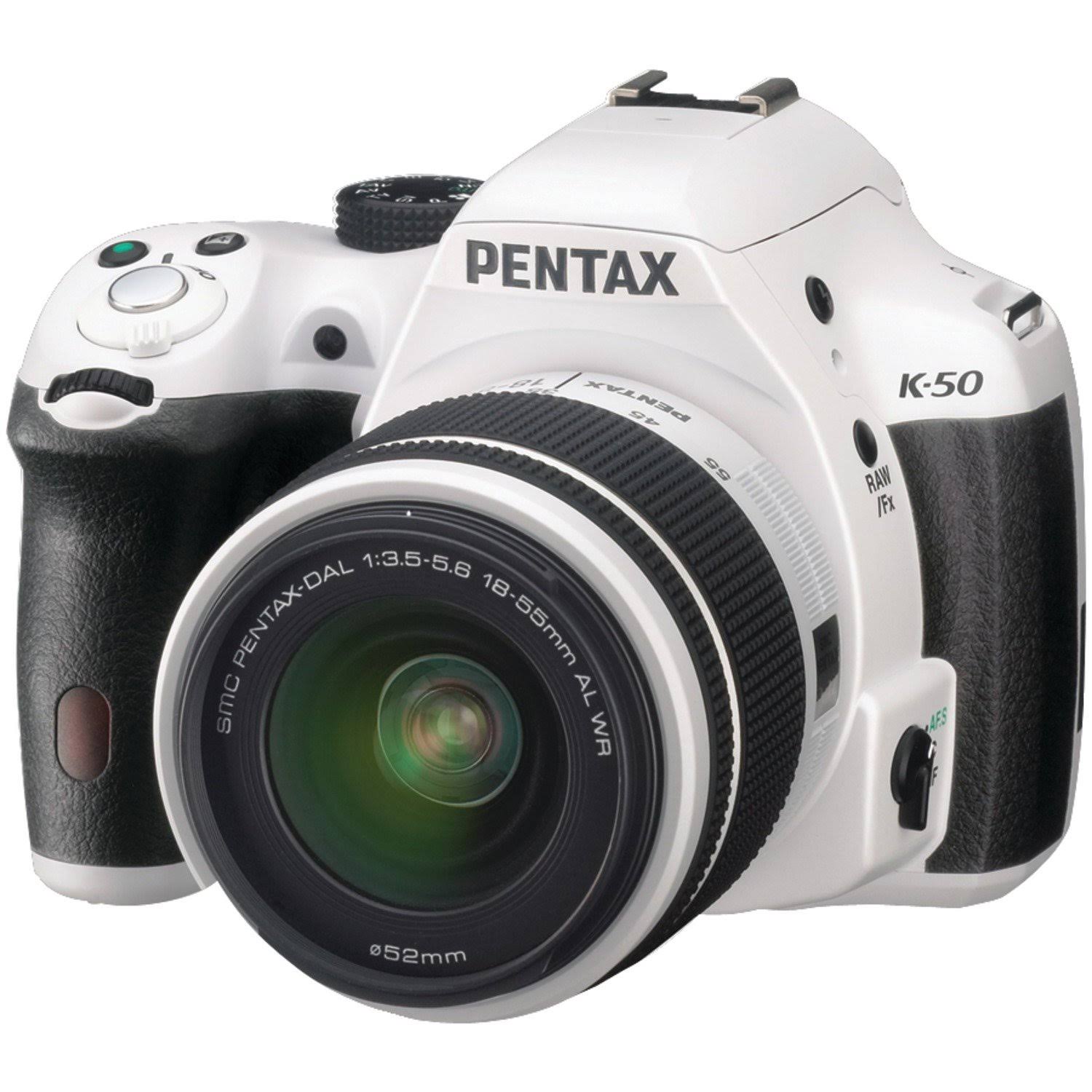 Pentax K-50 16.3 MP Digital SLR Camera - 1080p - White - DA 18-55mm WR and 50-200mm WR Lenses
