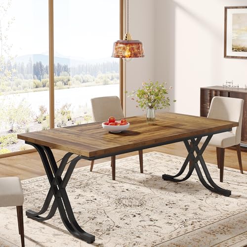 Tribesigns Dining Table for 4-6 People, 63 Inch Industrial Large Kitchen Table with Heavy Duty Metal Frame