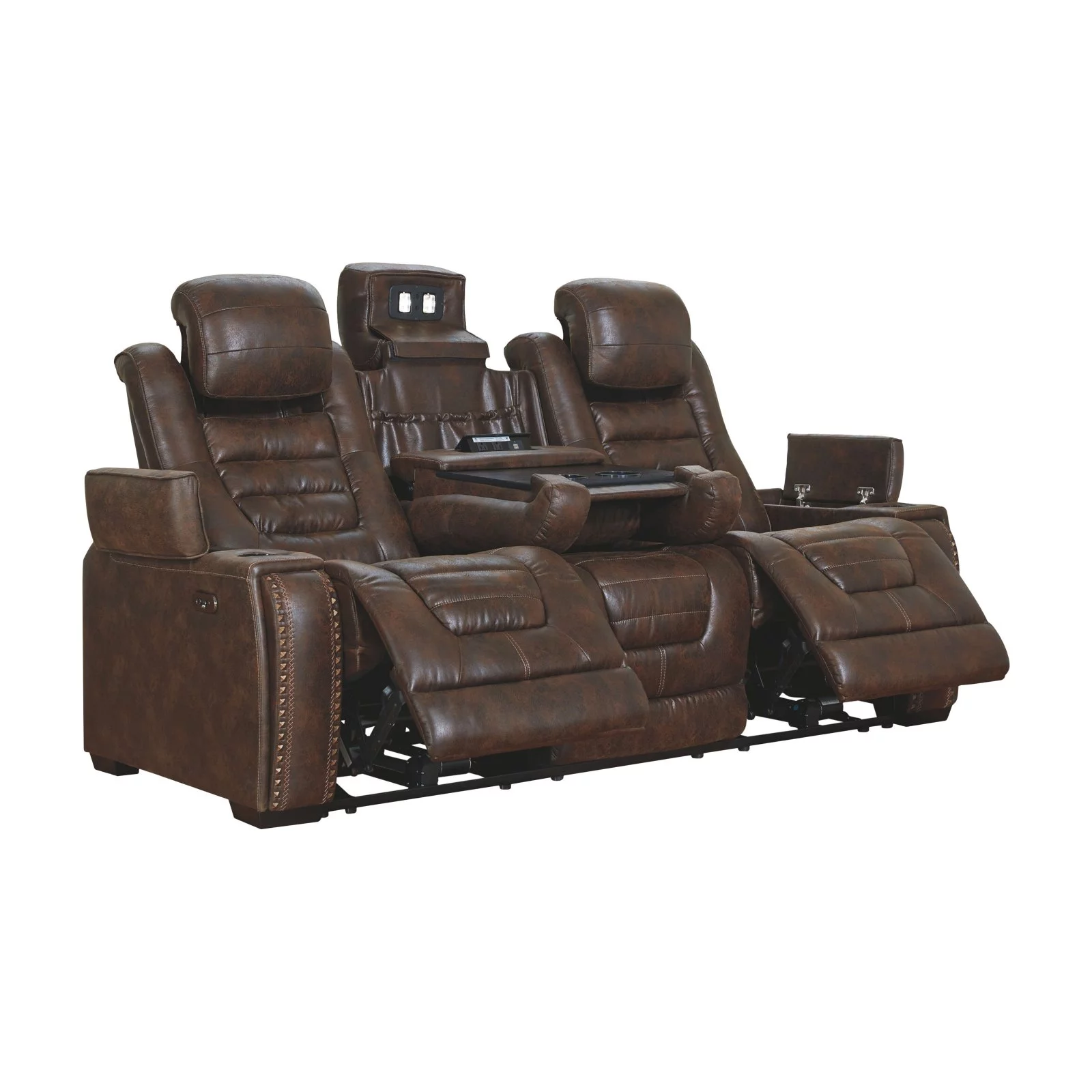 Signature Design by Ashley Game Zone Power Reclining Sofa in Bark