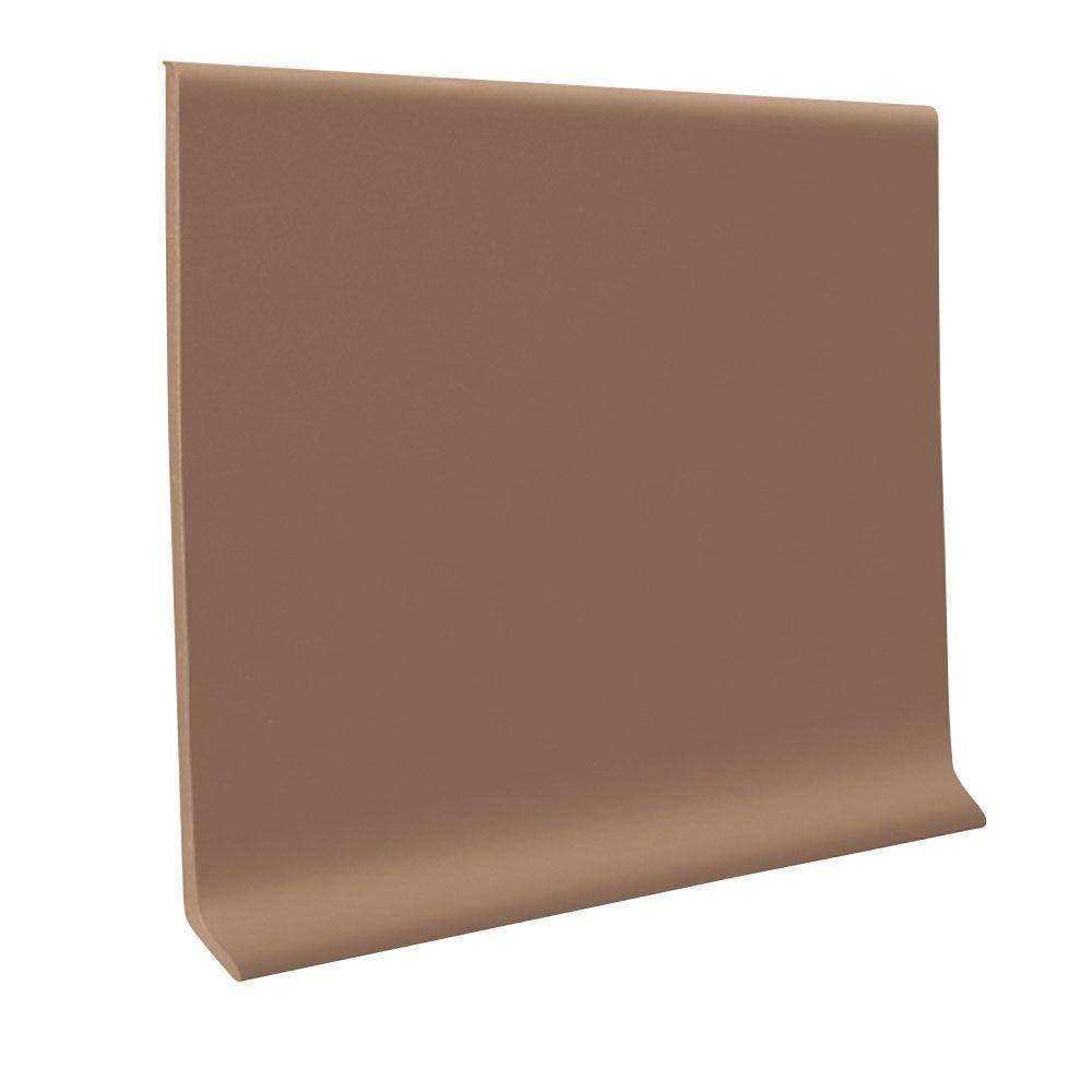 Roppe Vinyl Ready Base Sandstone 4 in. x .080 in. x 48 in. Wall Cove Base (30-Pieces), Brown