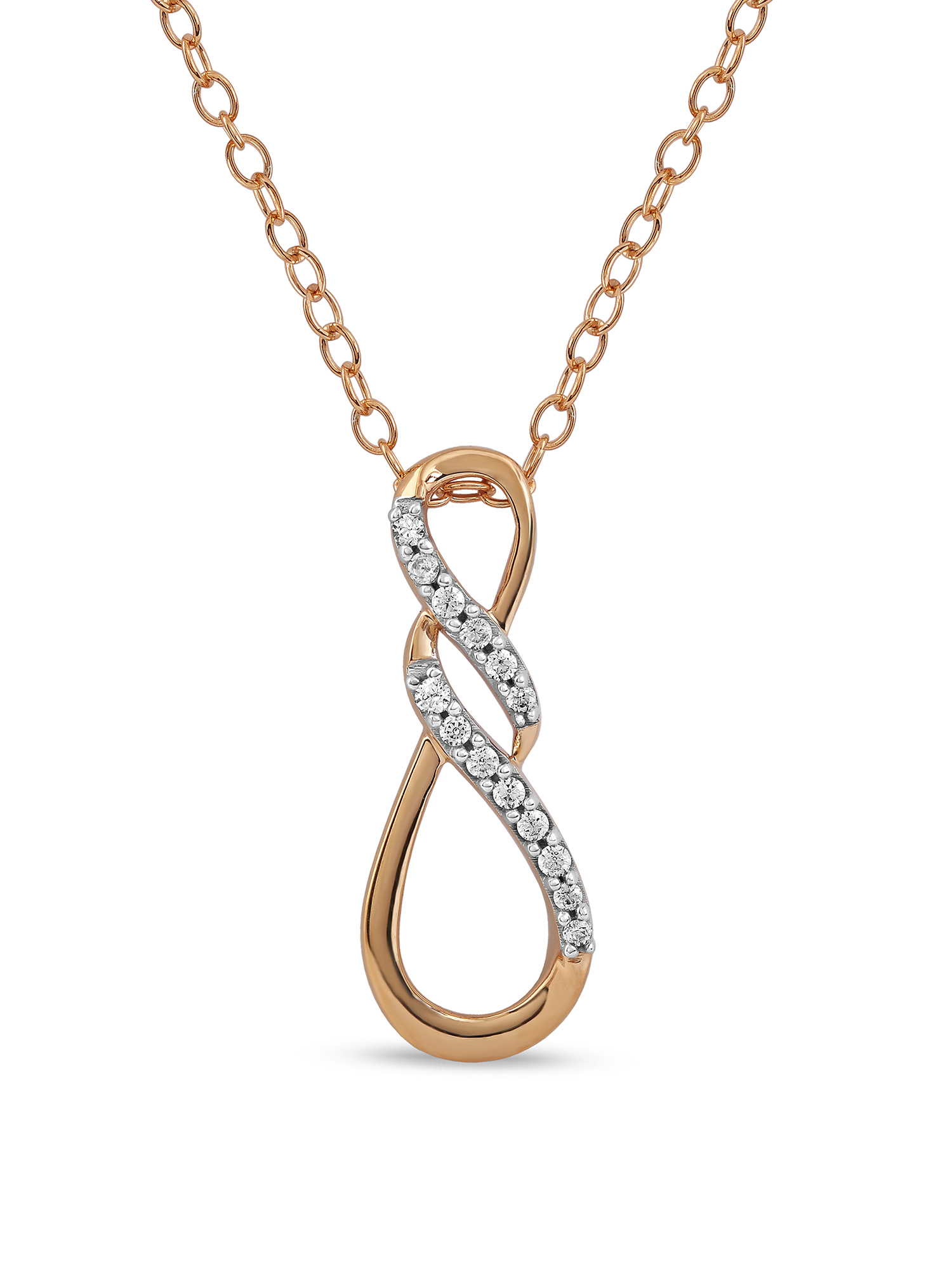 Imperial 10K Rose Gold 1/15Ct Diamond Infinity Pendant Necklace for Women