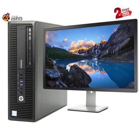HP EliteDesk 800 G1 SFF Desktop Computer Core i7-4th, 8GB Ram, 480GB Ssd, 500GB Hdd, New 24 inchlcd, Keyboard u0026 Mouse, Wifi,