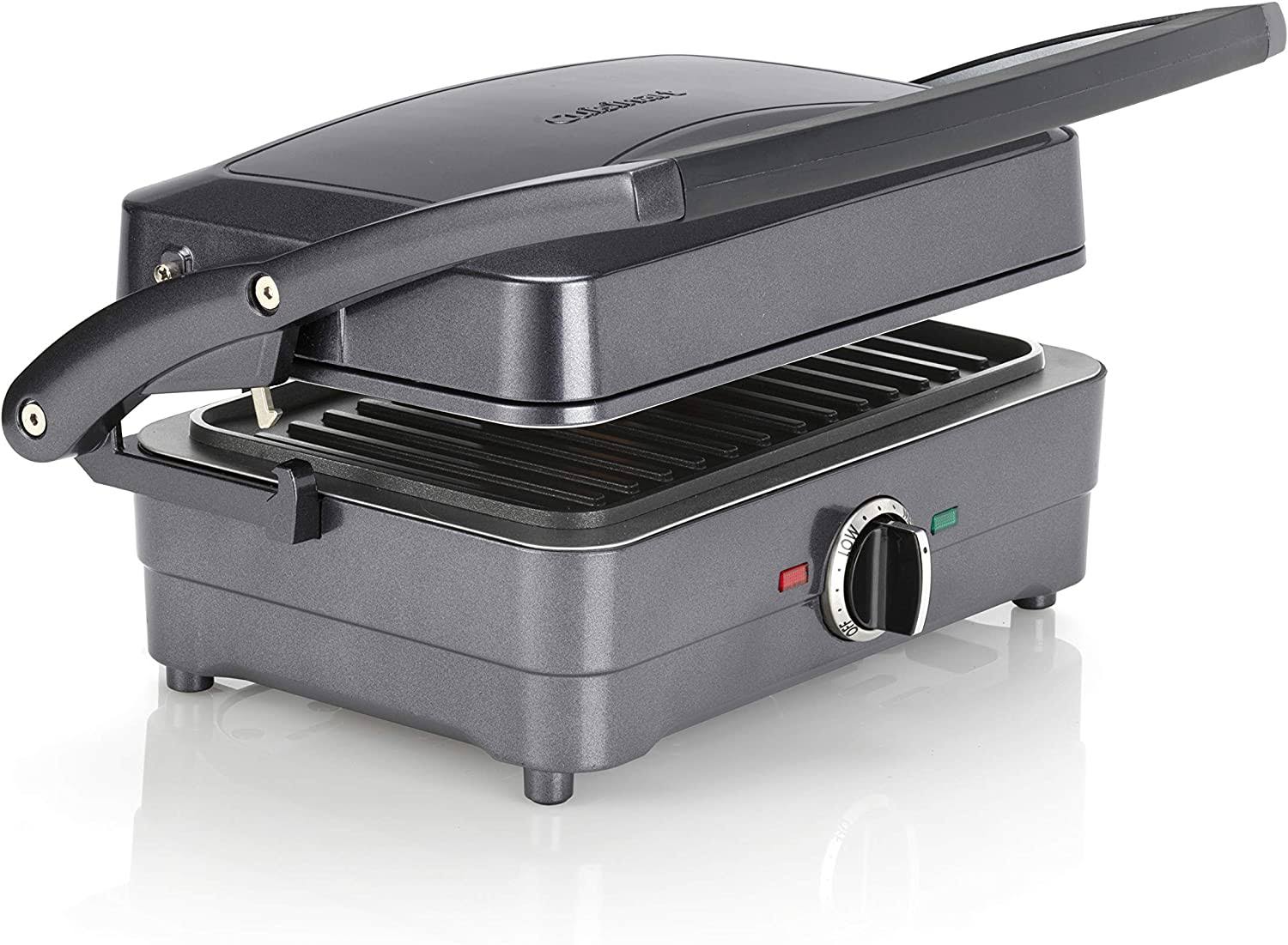 Cuisinart 2-in-1 Grill and Sandwich Maker, Non-Stick Removable Plates, Midnight Grey, GRSM4U