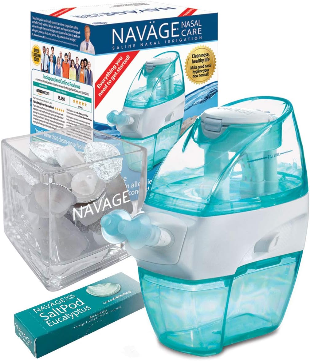 Navage Nasal Care Spa Bundle: Navage Nose Cleaner with 20 SaltPods Inside, SaltPod Cube
