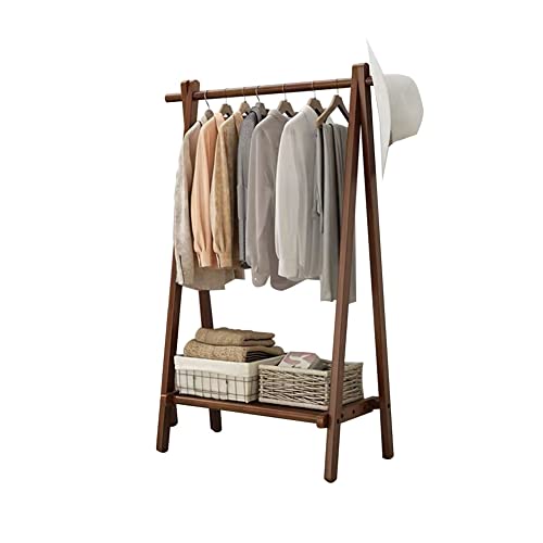Solid Wood Folding Hanging Garment Racks, Heavy Duty Clothing Rack Portable Wardrobe Closet Organizer, Room Indoor Coat Closet
