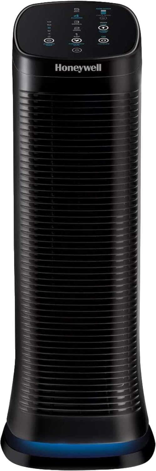 Honeywell HFD320 Air Genius 5 Air Purifier with Permanent Washable Filter Large Rooms (250 sq. ft.) Black