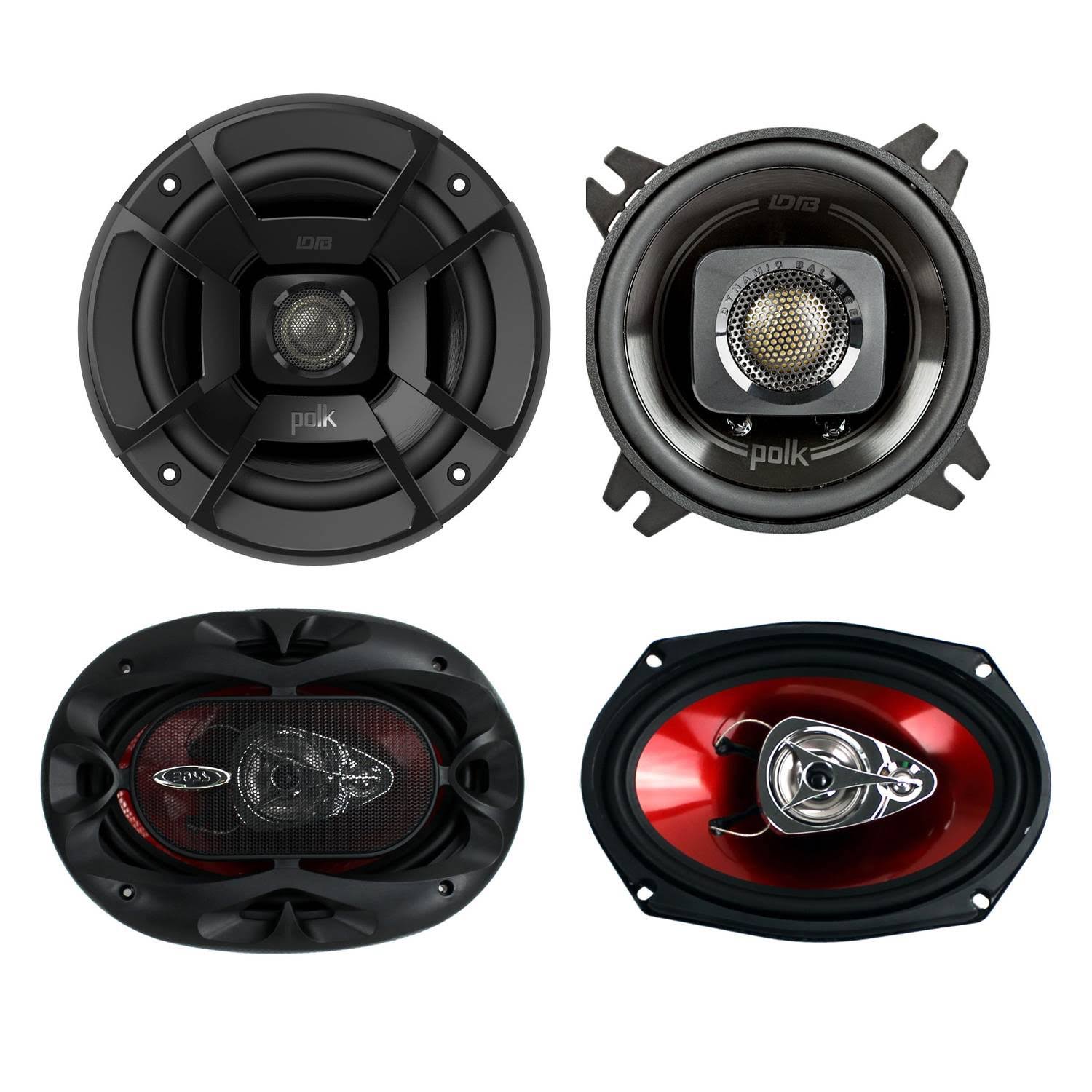 Polk Db402 4-Inch 135W 2-Way Black Speakers W Boss 6x9x22 3-Way 400W Car Speakers