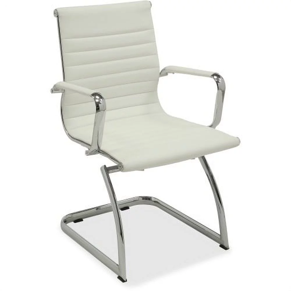 Lorell Modern Leather Guest Reception Waiting Room Chair with Chromed Metal Arms