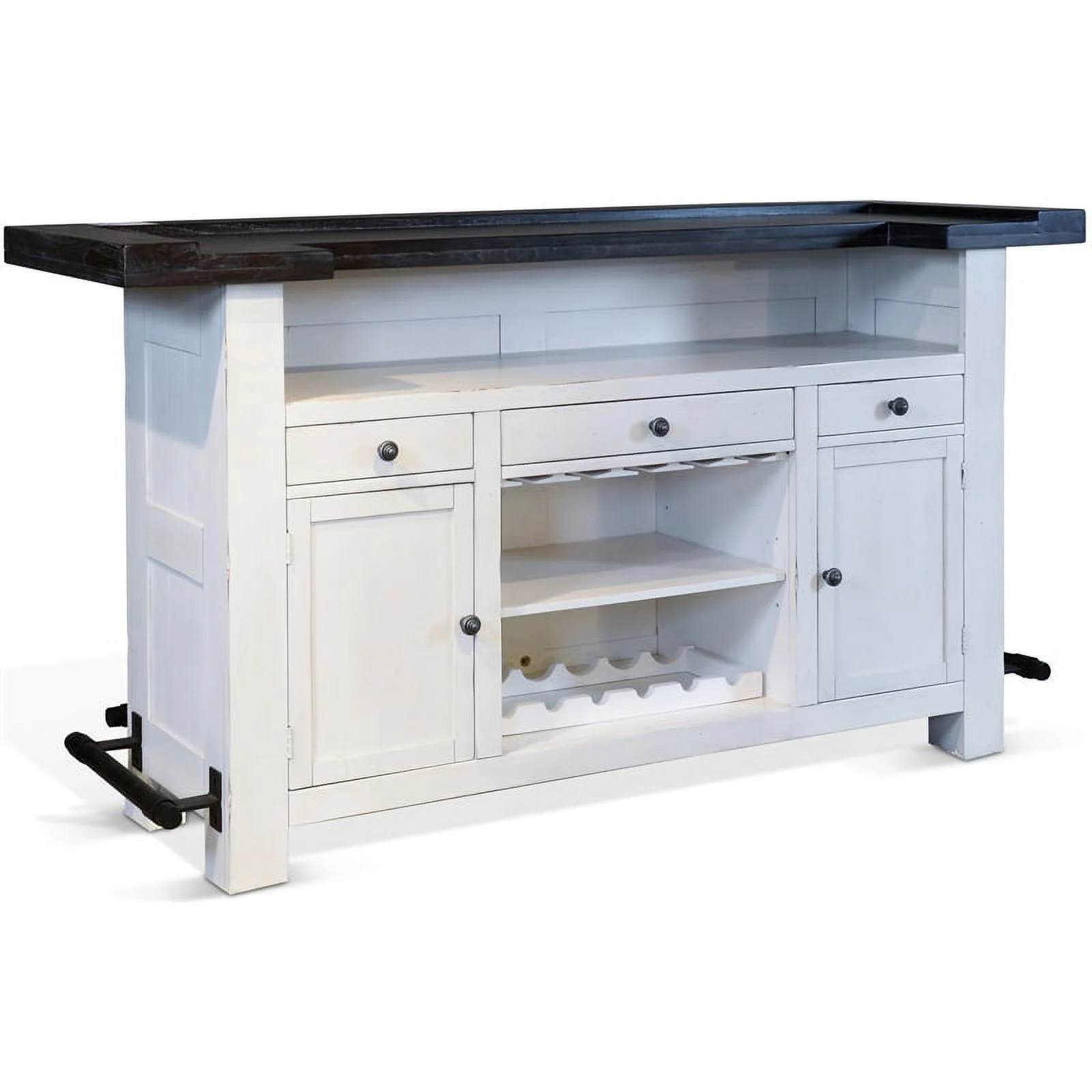 Pemberly Row Espresso Finish 78" Farmhouse styled Wood Bar Unit