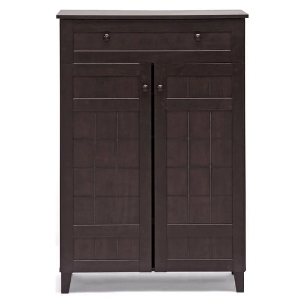 Baxton Studio Glidden Dark Brown Wood Modern Shoe Cabinet (Tall)