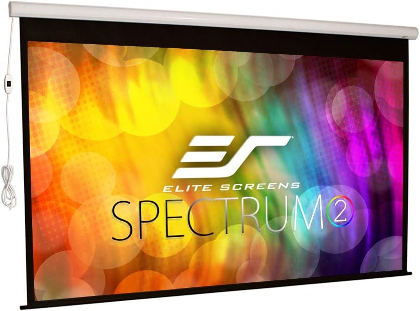 Elite Screens Spectrum 2, 100-inch 16:9, 12-inch Drop, Electric Motorized Drop Down Projection Projector Screen, SPM100H-E12