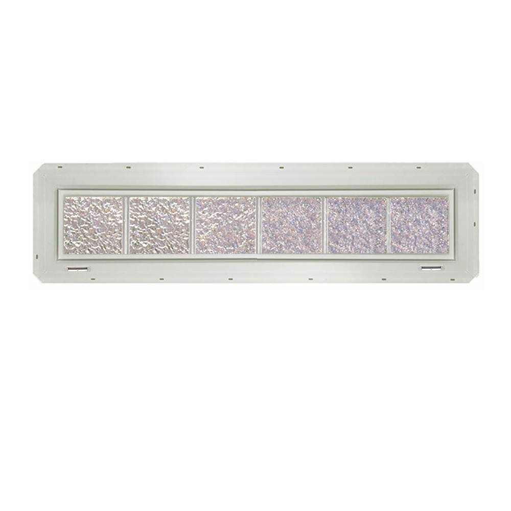 CrystaLok Ice Pattern Vinyl New Construction Glass Block Window (Rough Opening: 48.7500-in x 10-in; Actual: 46.7500-in x 9.2500-