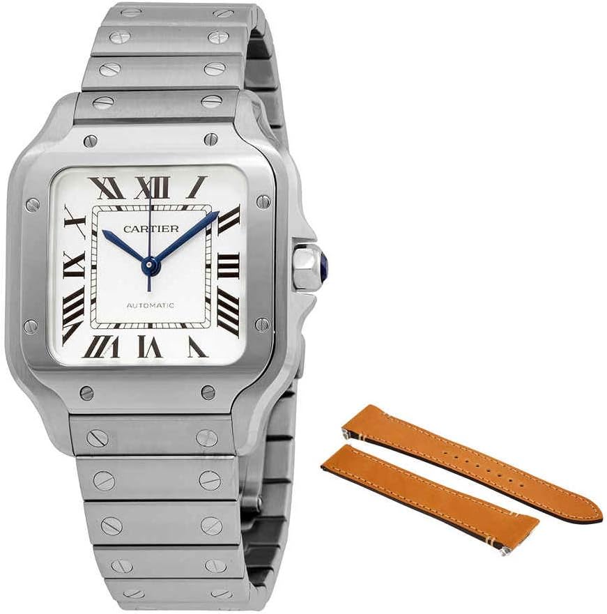 Cartier Santos Medium Model Silvered Opaline Dial Men's Watch WSSA0029