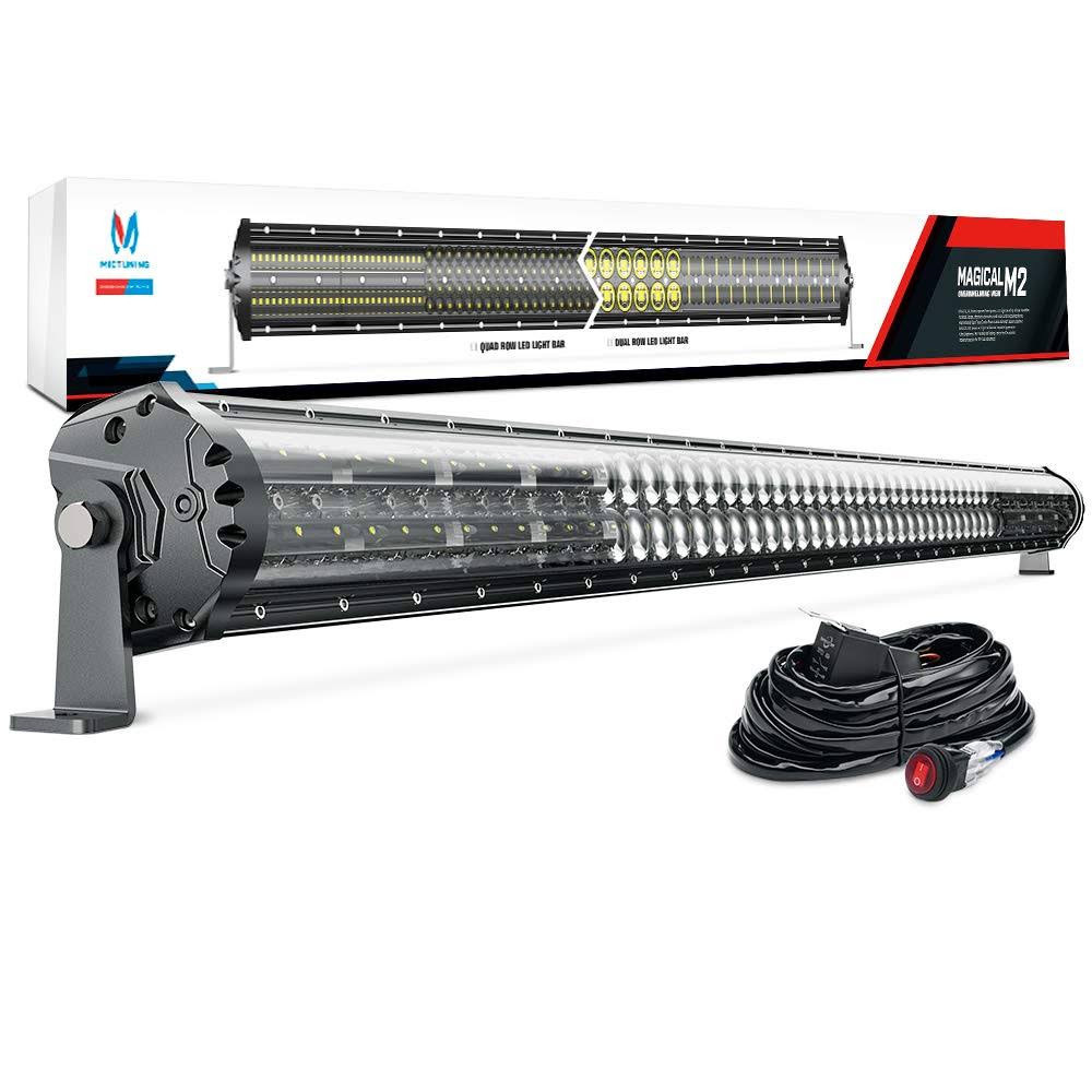 MICTUNING Magical M2 52 inch Aerodynamic LED Light Bar Dual Row 21660lm Driving Light with WIRING Harness u0026 Mounting BRACKET