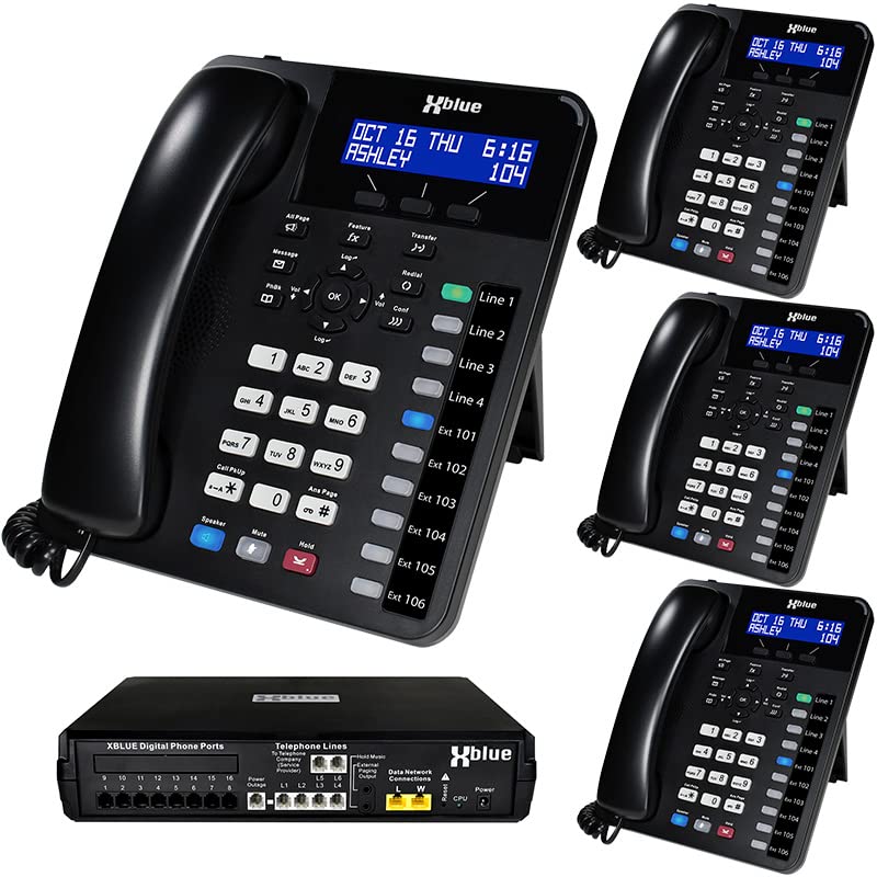 XBLUE X16 Plus Small Business Phone System Bundle with (4) XD10 Digital Phones - Capacity is (6) Outside Line & (16) Digital Phones