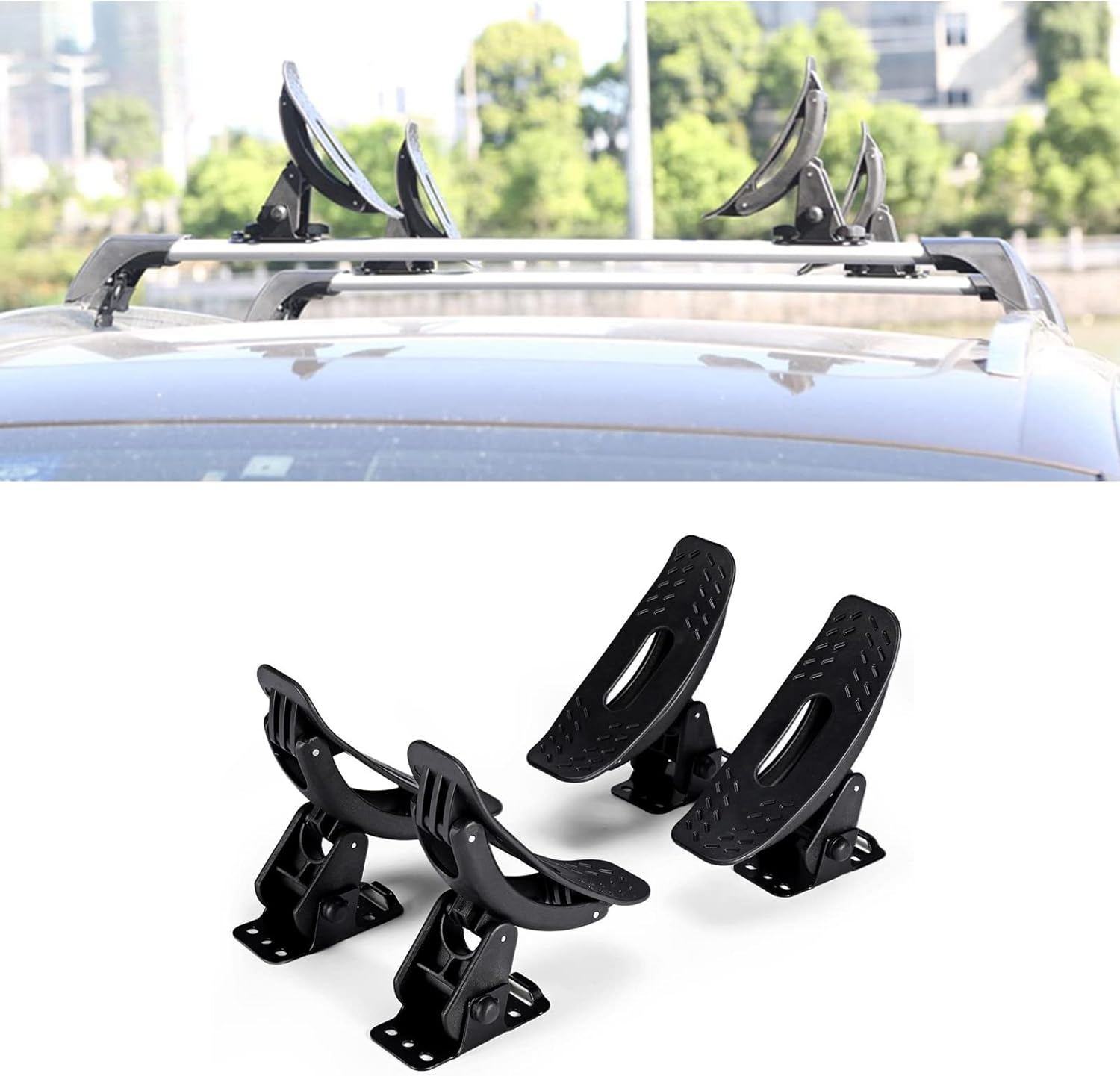AUXMART Kayak Roof Racks Universal Saddles Kayak Carrier Mount Roof Top Mounted on Roof Racks for Canoe Boat Paddle Board Surfboard Car SUV Crossbar