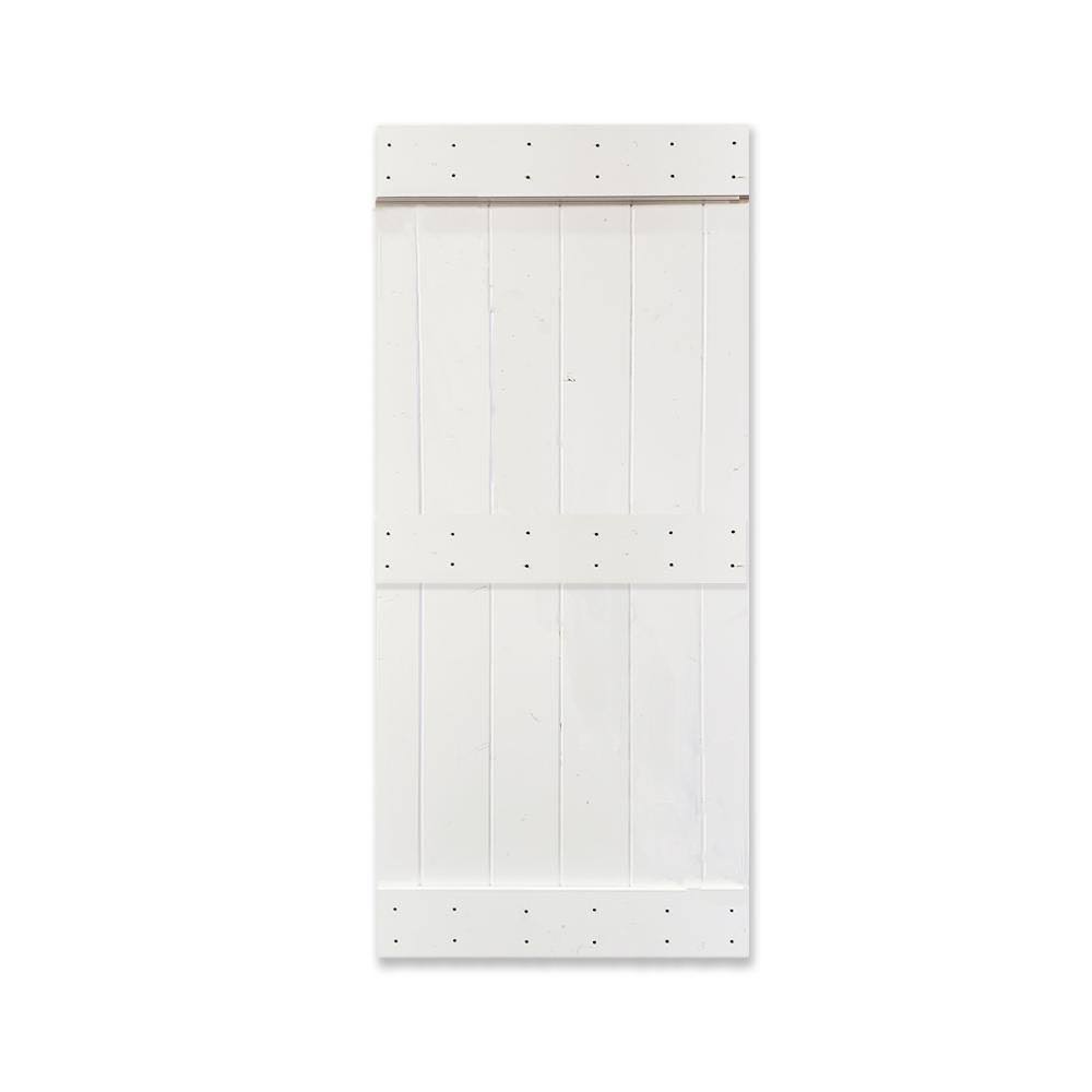 CALHOME 30 in x 84 in White Stained 2 Panel Solid Knotty Pine Wood Barn Door - 30 x 84