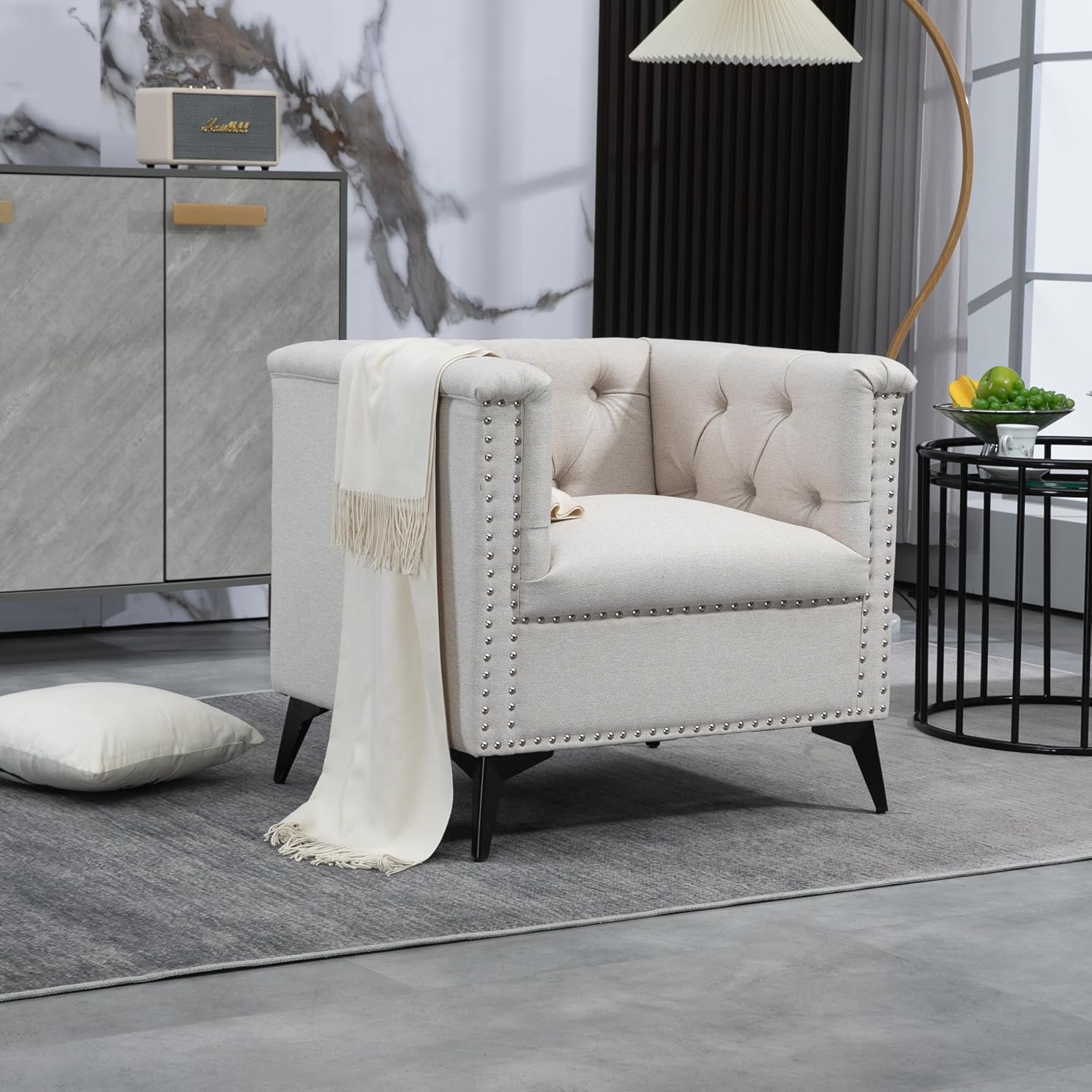 Accent Chair Living Room Chairs Single Sofa Chair,Arm Chairs with Linen Fabric