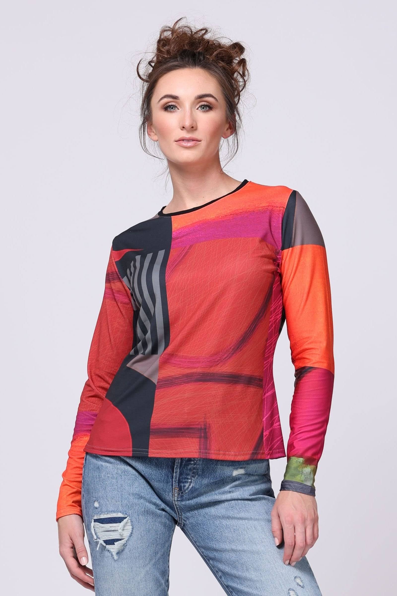 Catalyst Tee by Andrea Geer - Red Mix, XL (18-20) (Knit Top)