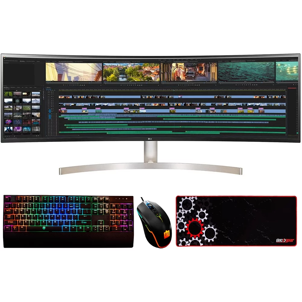 LG 49WL95C-WY 49 Inch 32:9 UltraWide Dual QHD IPS Curved LED Monitor with HDR 10 Bundle with Deco Gear Wired Gaming Mouse