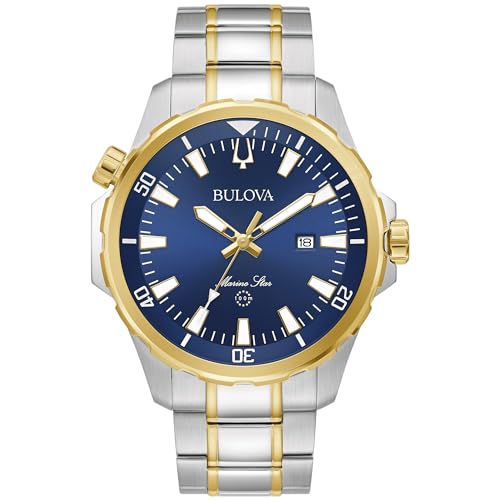 Bulova Men's Marine Star 'Series B' 3-Hand Date Quartz Watch, Luminous Markers, Rotating Dial, 100M Water Resistant, 43mm