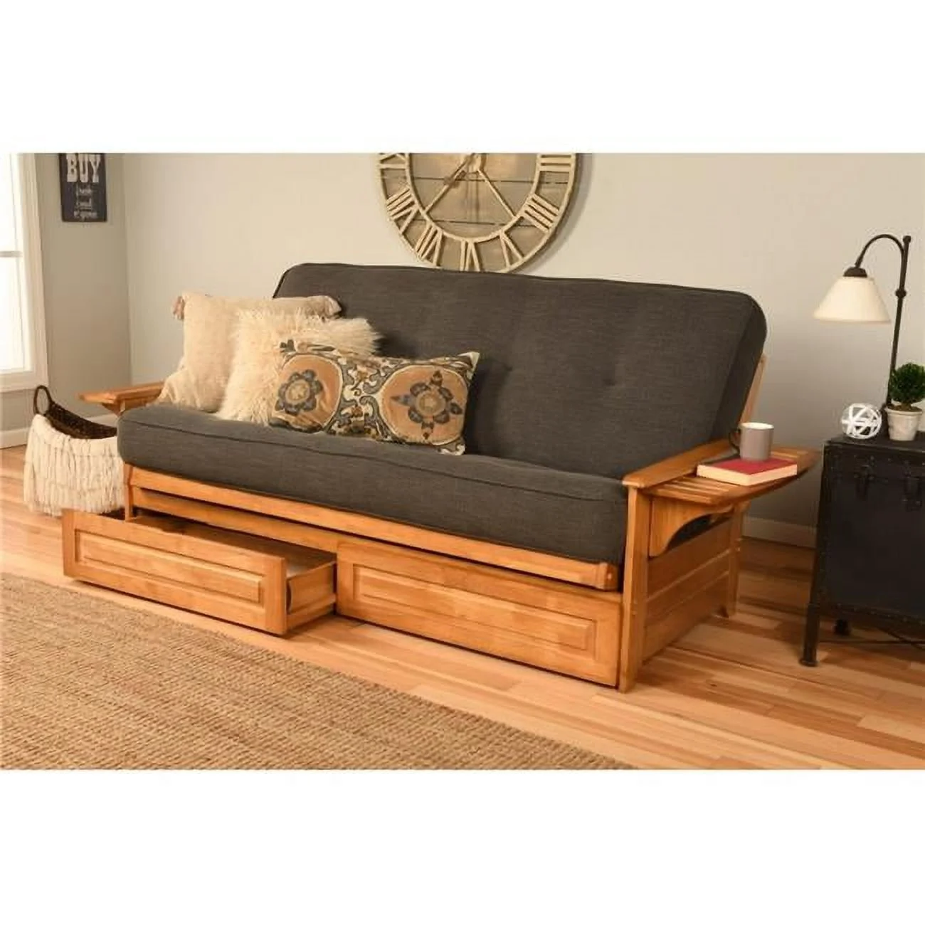 Albany Futon in Rustic Walnut Finish, Multiple Colors