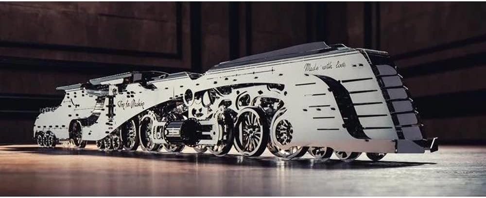Timeformachine 3D Model kit Vintage Scale Model Train kit Dazzling Steamliner-Moving Wind-Up Train Model | 3D Puzzle for Adults-Metal DIY Kit Metal